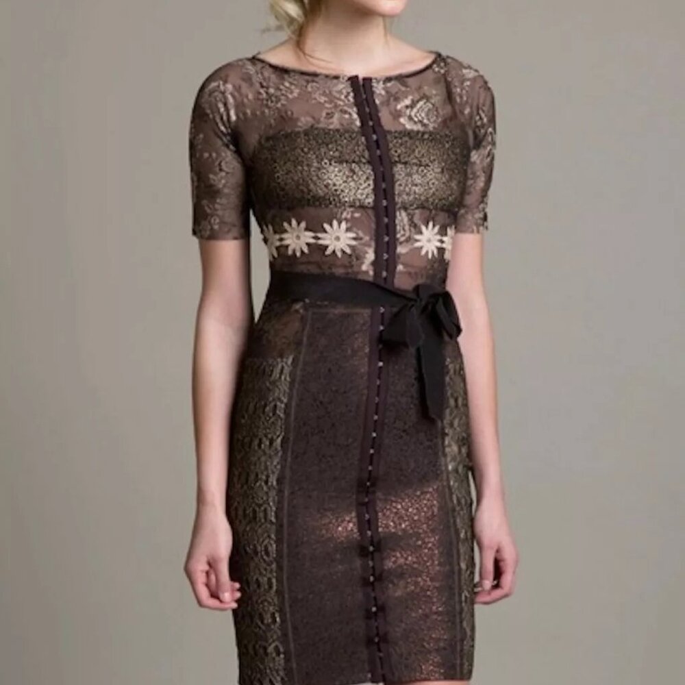 Beguile By Byron Lars Anthropologie Marguerite Sheath Dress Women's Midi Size 0